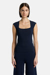 Cebrio Square neck Top Navy