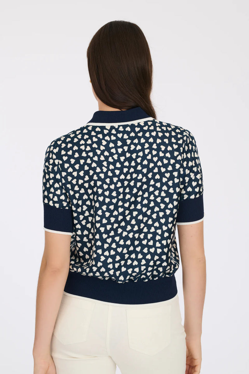 Heart Print Polo Top
