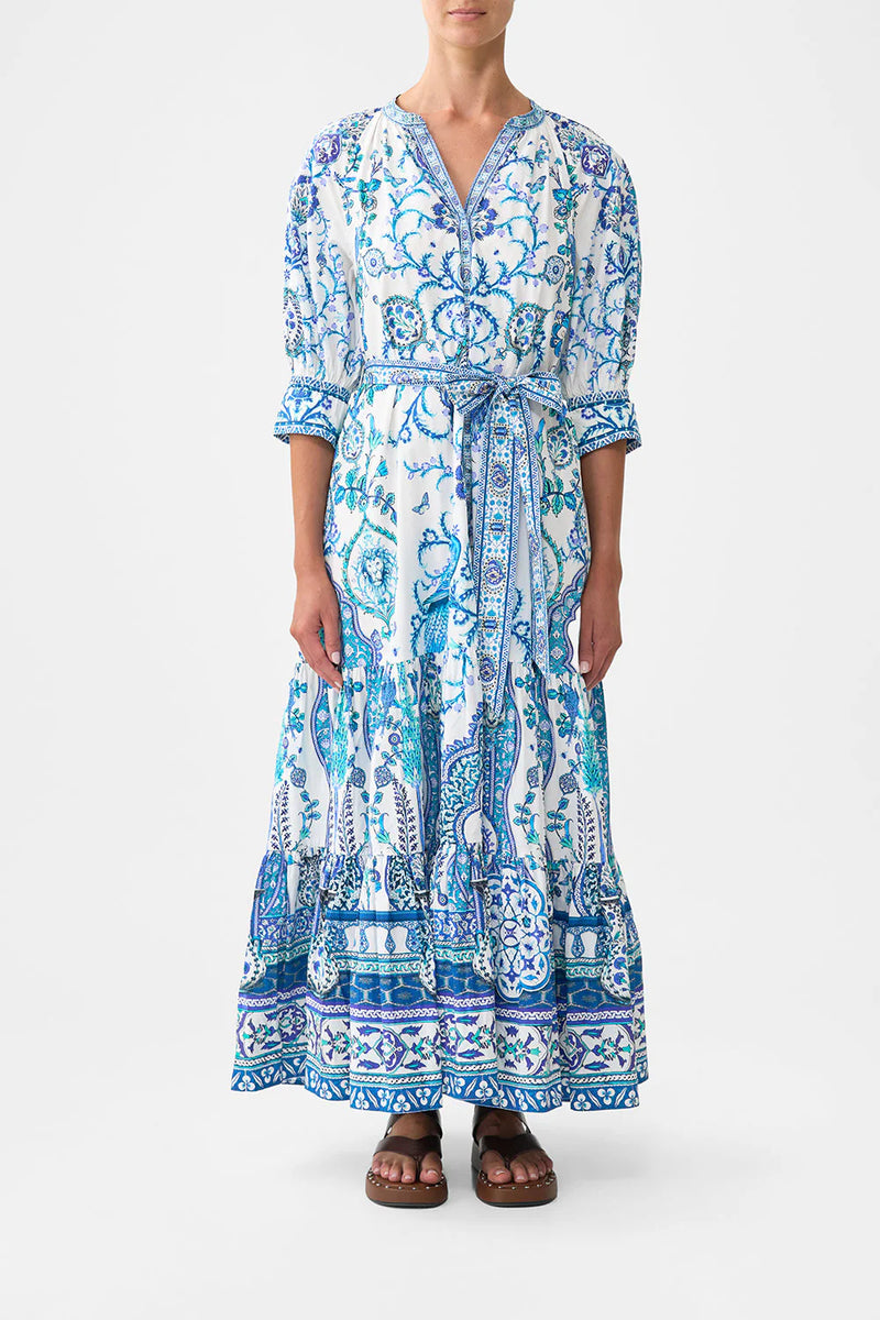 Tiered Shirt Dress With short Sleeve