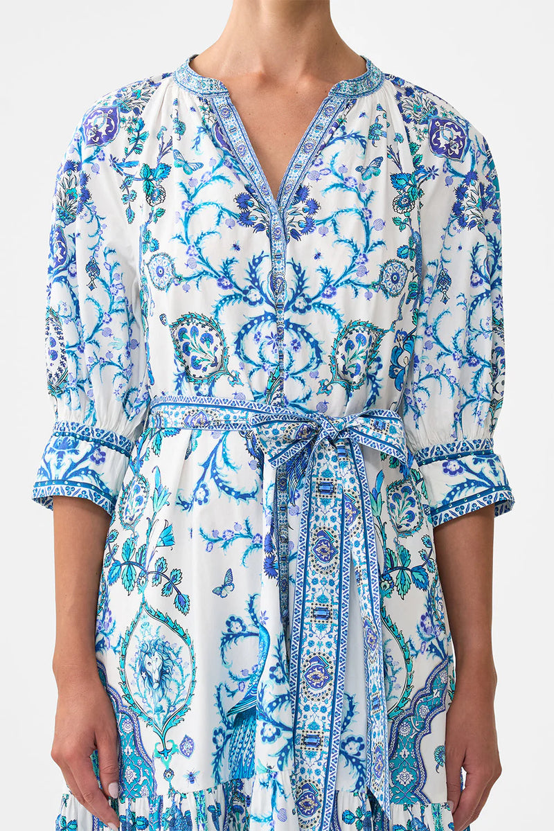 Tiered Shirt Dress With short Sleeve