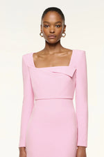 Panel Drape Crepe Midi Dress
