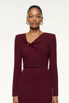 Draped Wool Crepe Midi Dress