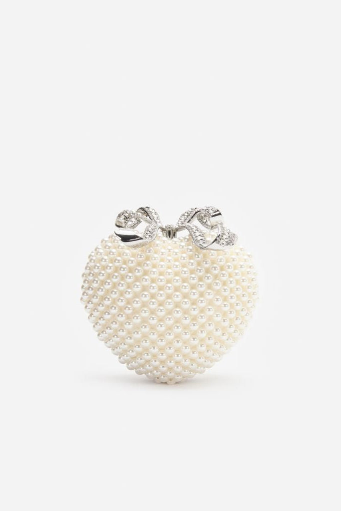 Pearl Heart Clutch Bag