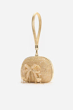 Gold Crystal Top Handle Clutch Bag