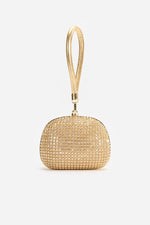 Gold Crystal Top Handle Clutch Bag