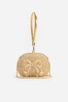 Gold Crystal Top Handle Clutch Bag