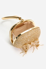 Gold Crystal Top Handle Clutch Bag