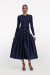 Knit Taffeta Midi Dress