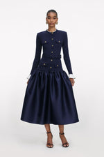 Knit Taffeta Midi Dress