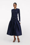 Knit Taffeta Midi Dress