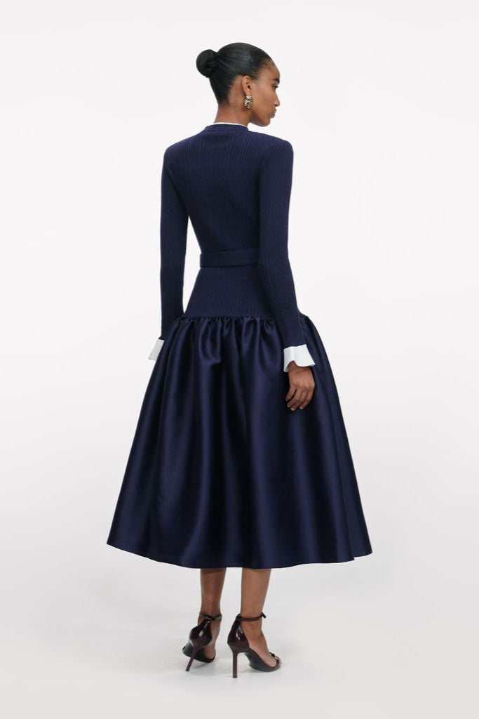 Knit Taffeta Midi Dress