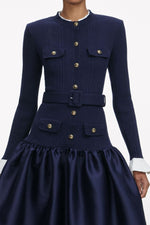 Knit Taffeta Midi Dress