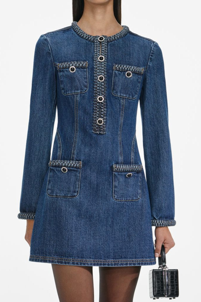 Denim Braided Mini Dress