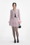 Pink Boucle Fur Cuff Jacket