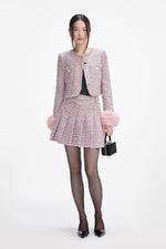 Pink Boucle Fur Cuff Jacket