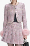 Pink Boucle Fur Cuff Jacket