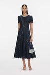 Navy Lace Embellished Midi Dress