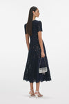 Navy Lace Embellished Midi Dress