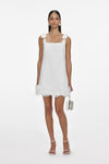 White Crepe 3D Flower Mini Dress