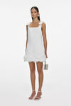 White Crepe 3D Flower Mini Dress