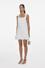 White Crepe 3D Flower Mini Dress