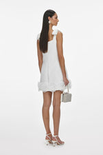White Crepe 3D Flower Mini Dress