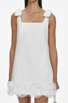White Crepe 3D Flower Mini Dress