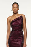Asymmetrical Fold Diamante Midi Dress