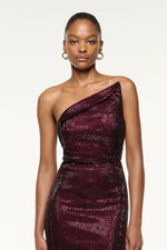 Asymmetrical Fold Diamante Midi Dress