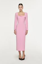 Panel Drape Crepe Midi Dress