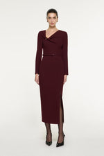 Draped Wool Crepe Midi Dress