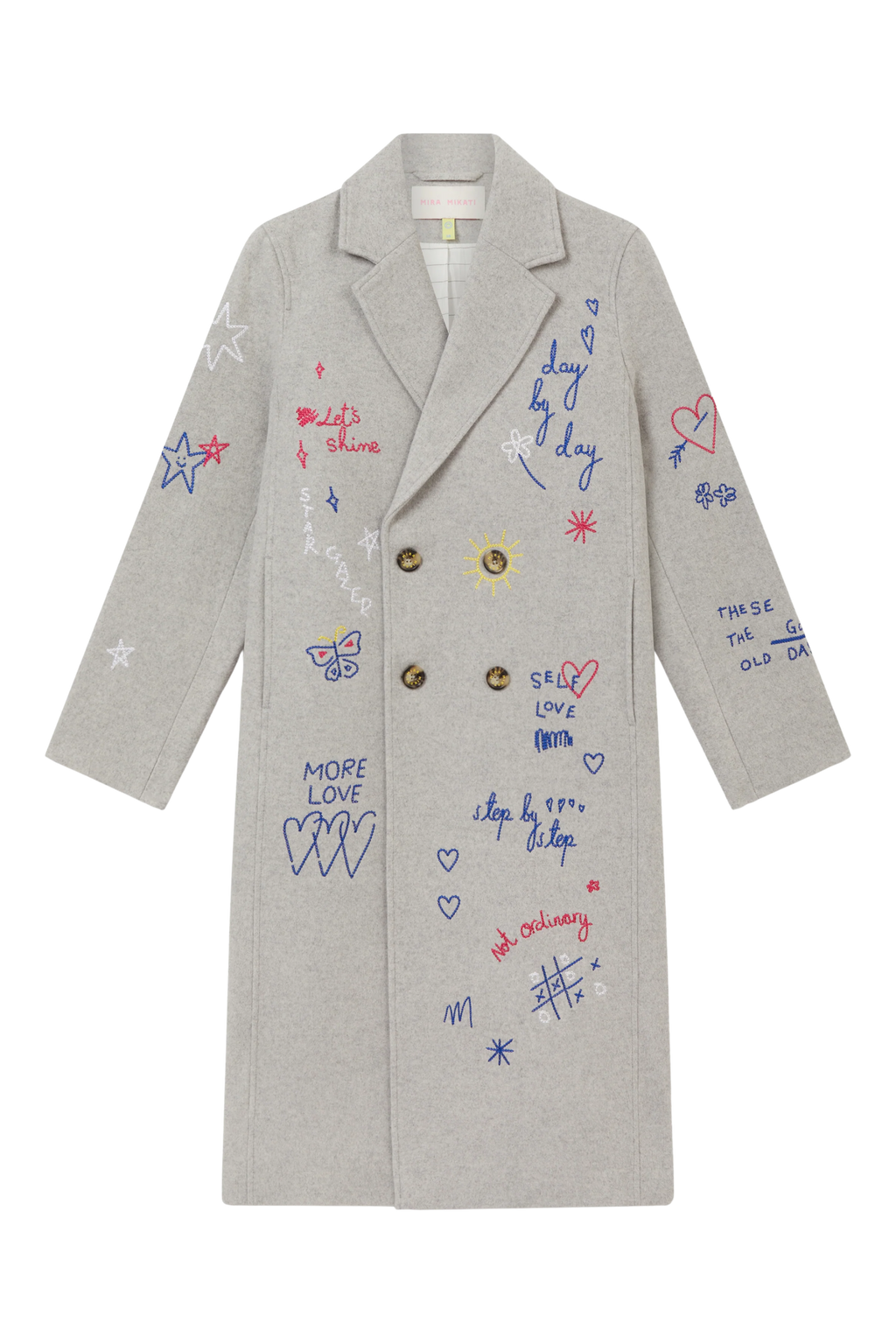 Embroidered Double Breasted Coat