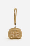 Gold Crystal Top Handle Clutch Bag
