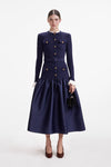 Knit Taffeta Midi Dress