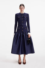Knit Taffeta Midi Dress