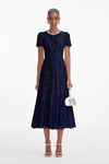Navy Lace Embellished Midi Dress