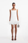 White Crepe 3D Flower Mini Dress