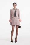 Pink Boucle Fur Cuff Jacket