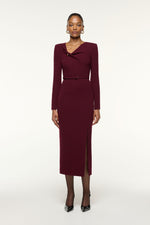 Draped Wool Crepe Midi Dress