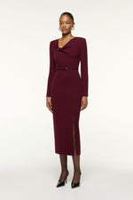 Draped Wool Crepe Midi Dress