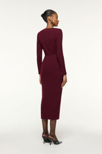 Draped Wool Crepe Midi Dress
