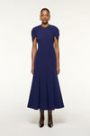 Satin Crepe Gathered Cape Maxi