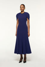 Satin Crepe Gathered Cape Maxi