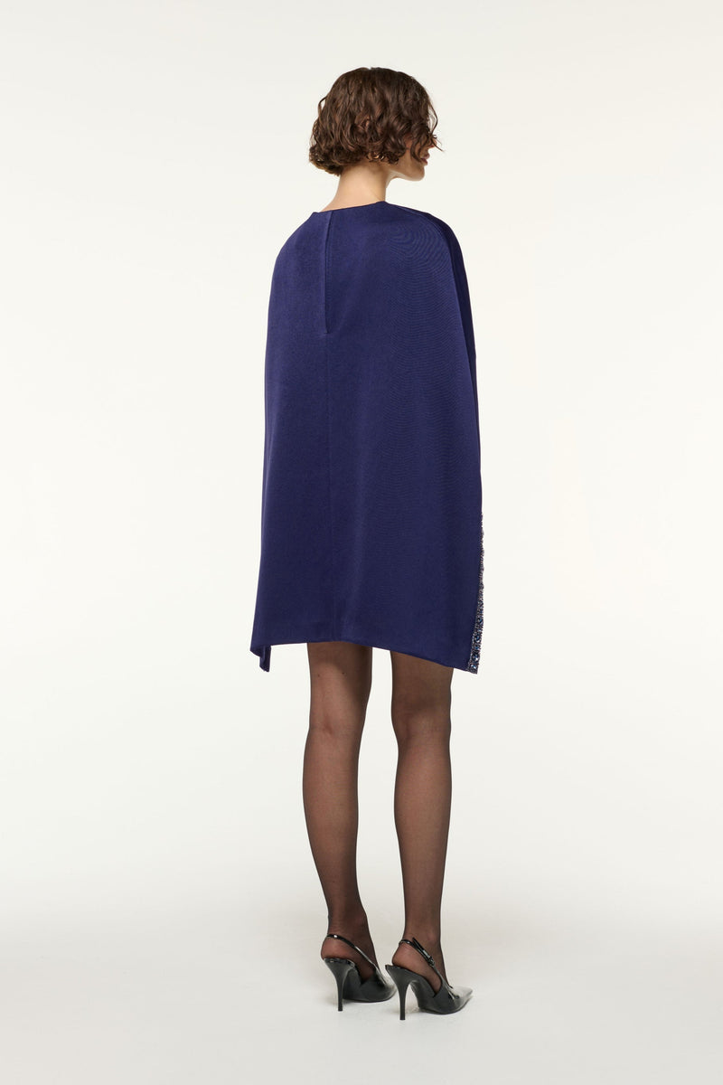 Crystal Trim Cape Mini Dress