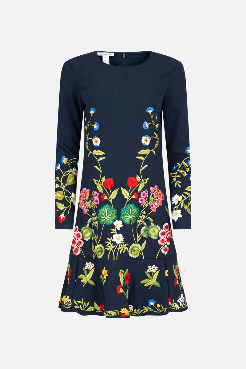 Embroidered Wool Crepe Dress - Runway